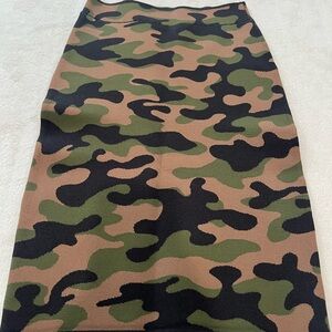 Classic Camouflage Pencil Skirt — Green/Brown/Black
